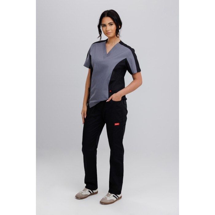 Timeless Style Scrub Tow Tone Black with Grey