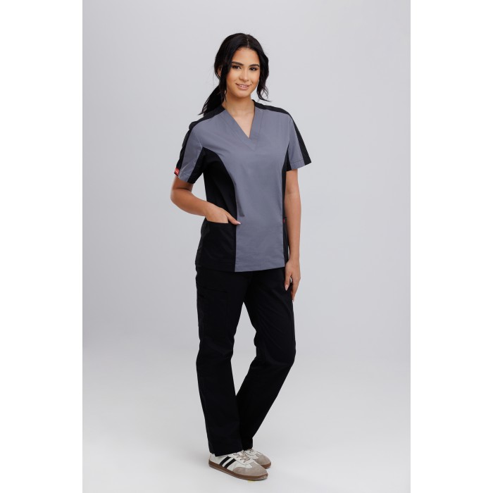 Timeless Style Scrub Tow Tone Black with Grey
